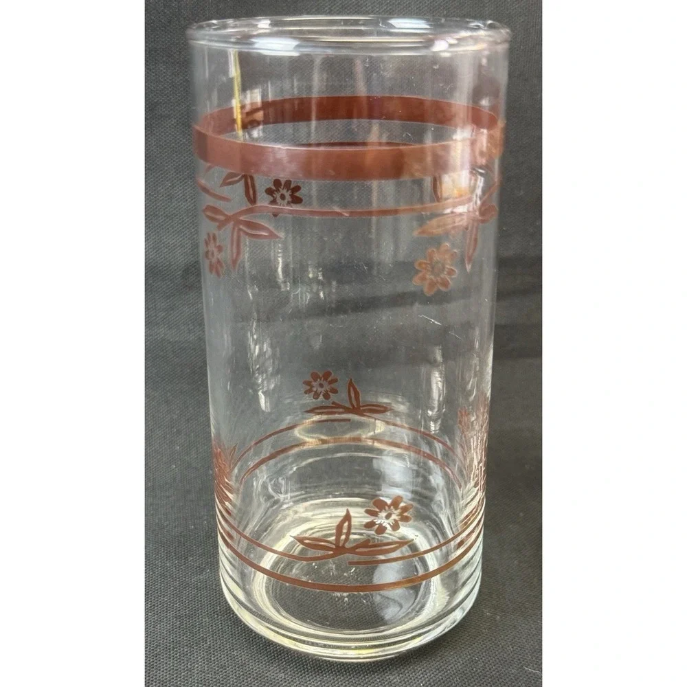 Lot Of 5 Vintage 1980s Sango Sahara Brown Glass Tumblers